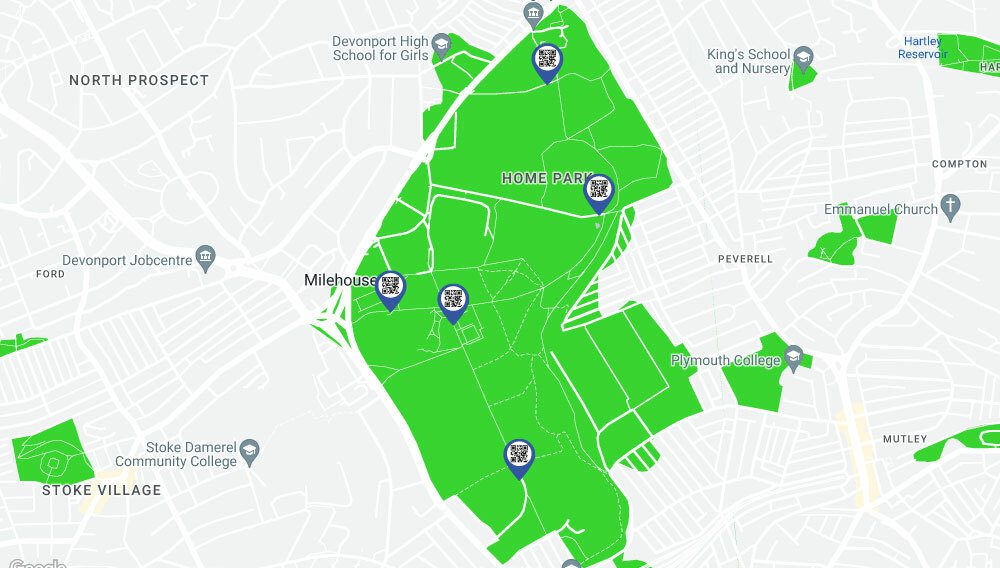 Map of Central Park and locations of interactive signs